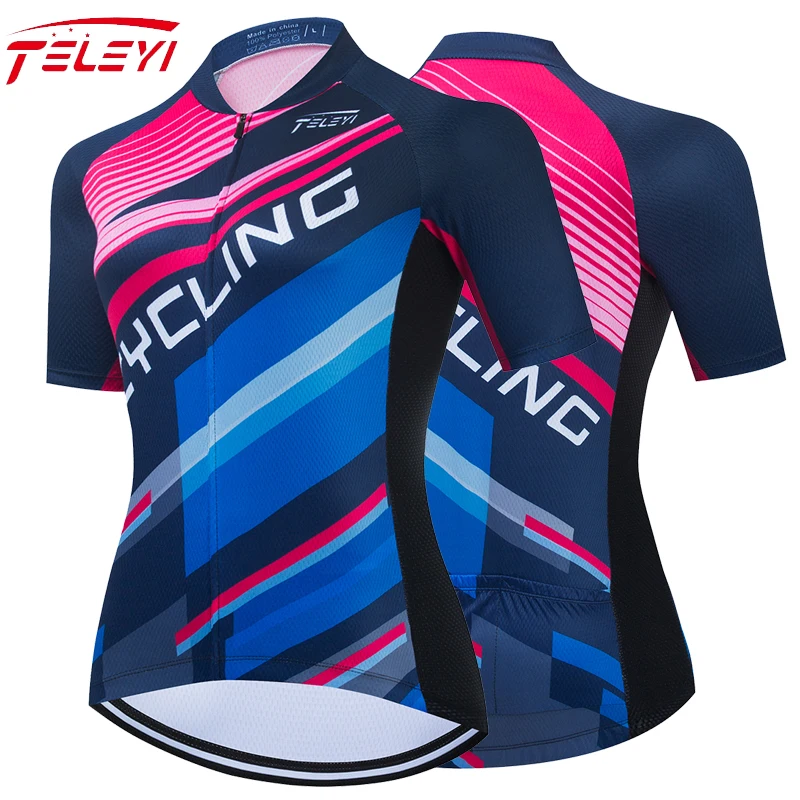 

TELEYI 2021 летняя велосипедная Джерси, женские командные велосипедные топы с коротким рукавом, одежда для горного велосипеда, рубашка для шоссе...