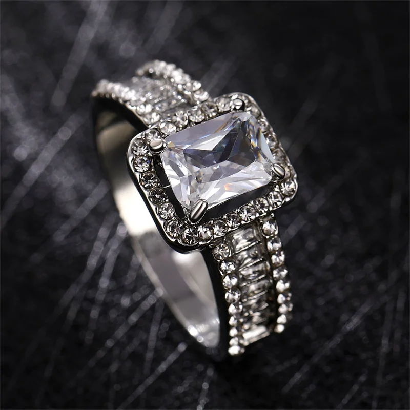 Модные серебряные кольца FNIO для женщин роскошные дизайнерские квадратные