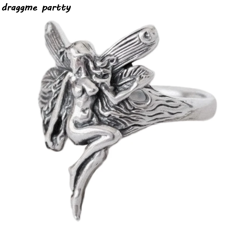 Винтажное святое кольцо в Афинах простое с крыльями ангела символом для женщин
