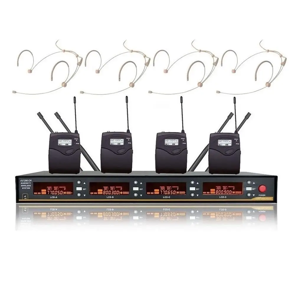 4 канала УВЧ беспроводная гарнитура микрофон система Разнообразие беспроводной