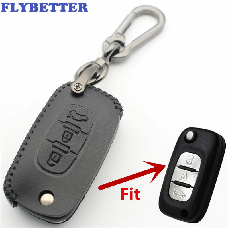 FLYBETTER раскладной чехол для ключей из натуральной кожи с 3 кнопками Lada