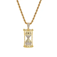 hip hop man hourglass necklace pendant in crystal