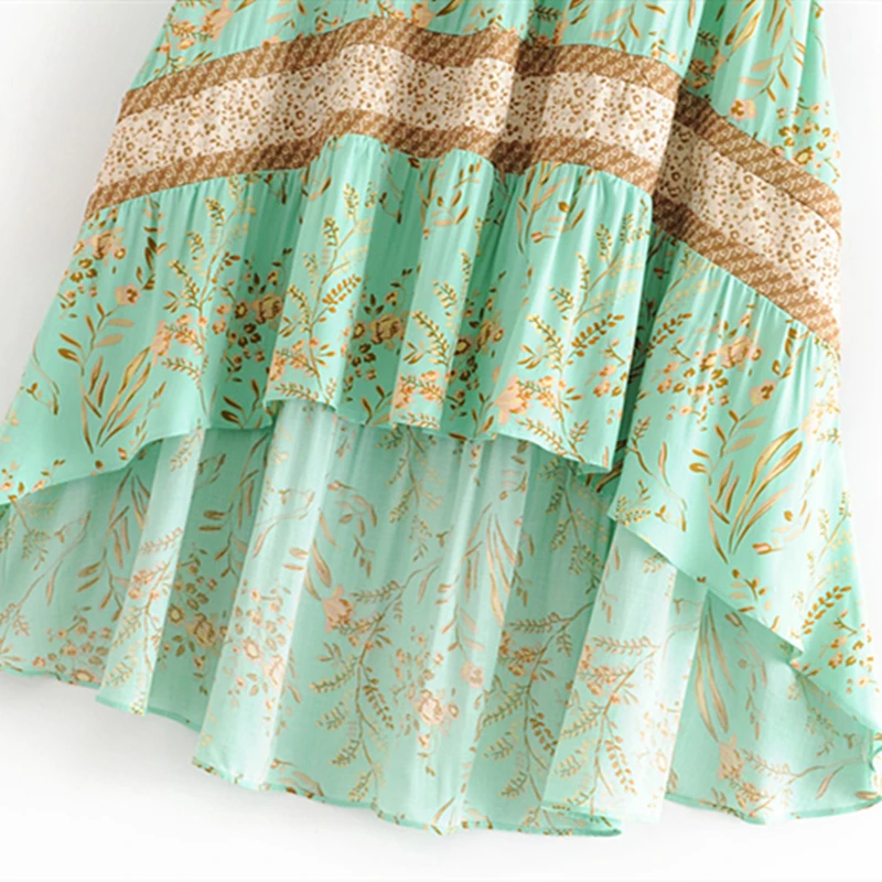 

jupe mi-longue a imprime Floral pour femmes, style Boho, asymetrique, vetement de plage, mode vacances, elastique, 2021