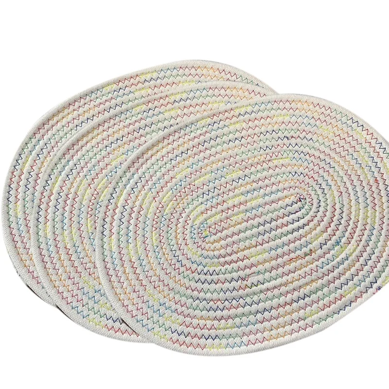 Овальные коврики под тарелки градиентные плетеные для стола термостойкие с