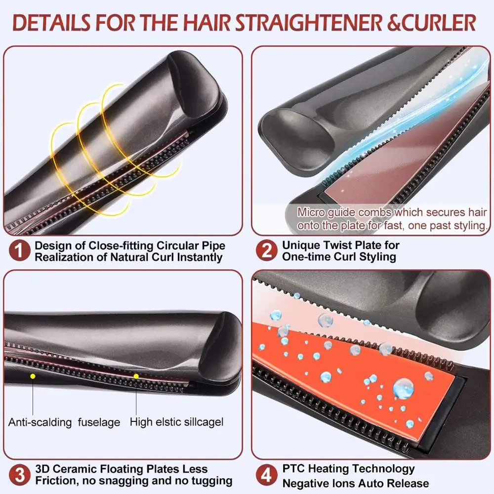 2 в 1 выпрямитель для волос и Плойка завивки витой пластины керамический
