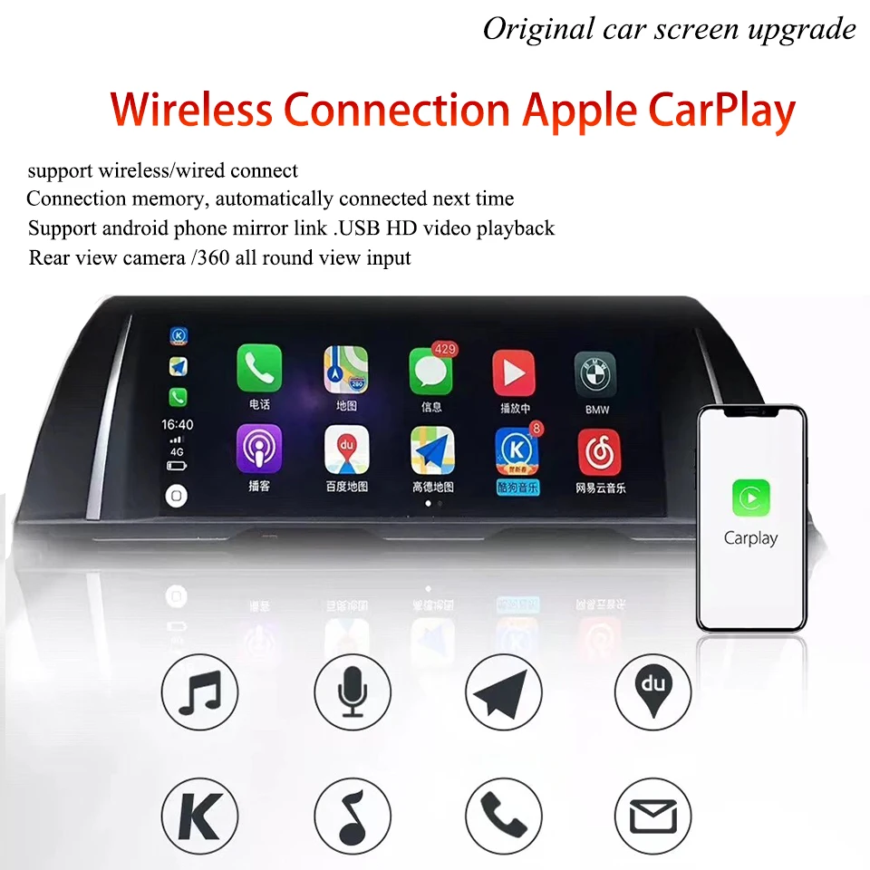 Приложение для IOS видео в motion CarPlay Module решение BMW X5 X6 F15 F16 iDrive ID4 6PIN LVDS монитор |