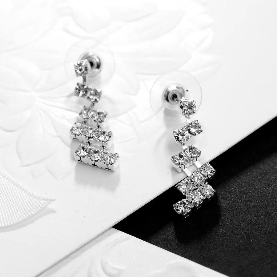 Геометрические хрустальные Ювелирные наборы Свадебные помолвки Искусственные