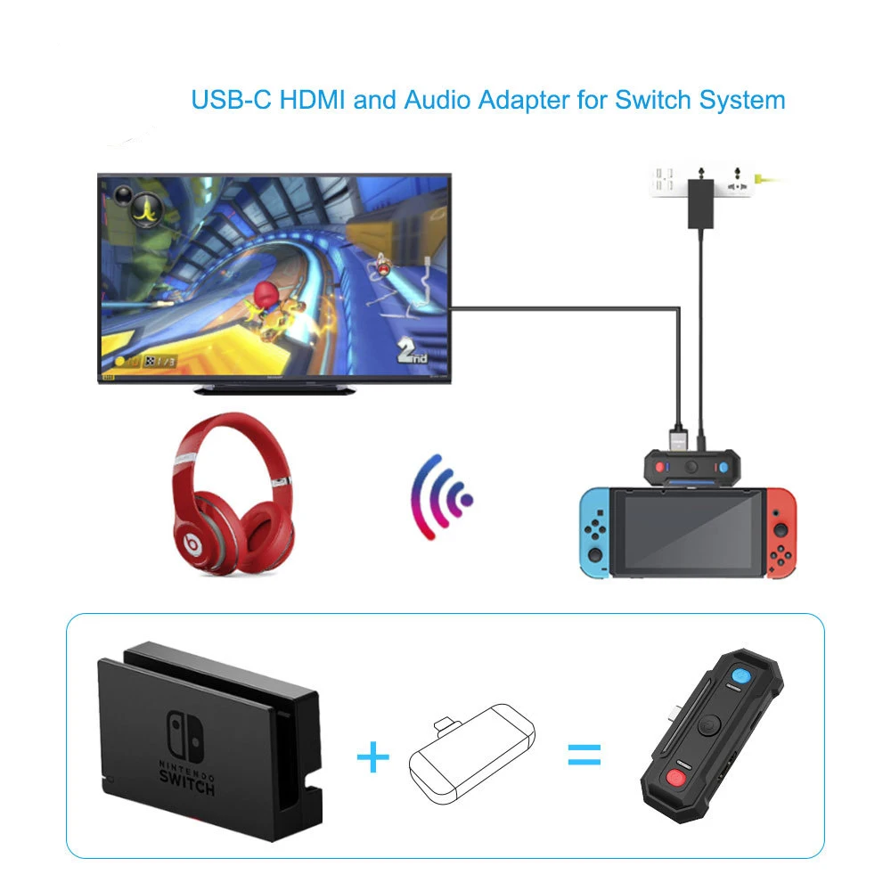 Черный 5 0/4 0/3 0/2 1 Аудио преобразователь USB Type C ТВ адаптер для Nintendo Switch/Nintendo Switch Lite