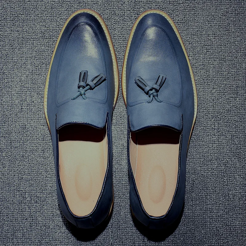 Мужская прогулочная обувь из искусственной кожи броги Лоферы без шнуровки в