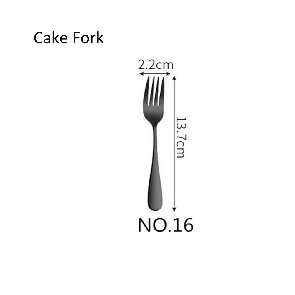 NO16 Cake Fork Обеденный из нержавеющей стали вилка Корея красочные десерт пирог вилка длинная ручка Золотой синий черная Вилка Набор для отеля вечерние Прямая - Цвет: NO16 Cake Fork
