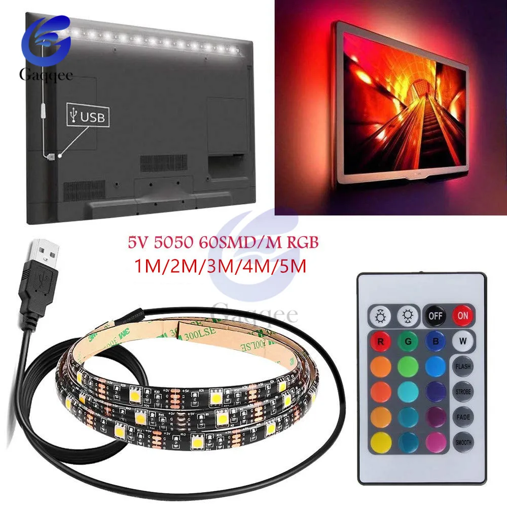 Светодиодная лента RGB 5 В 5050 60SMD/M USB 1-5 м | Лампы и освещение
