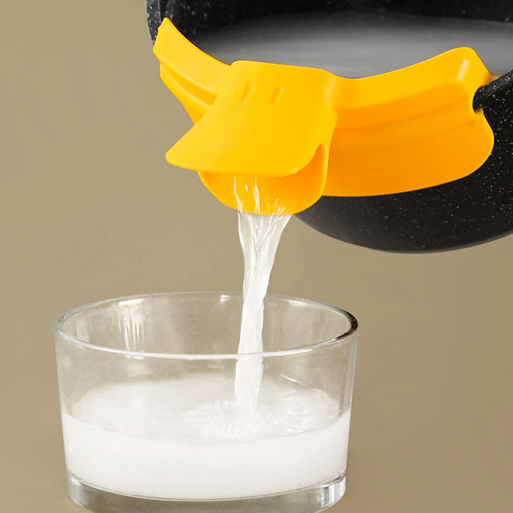 

Silicone Liquid Funnel Kitchen Anti-spill Pour Pot Edge Clip Water Filter With Fliter For Pots Pans Bowls Kitchen Supplies Tools