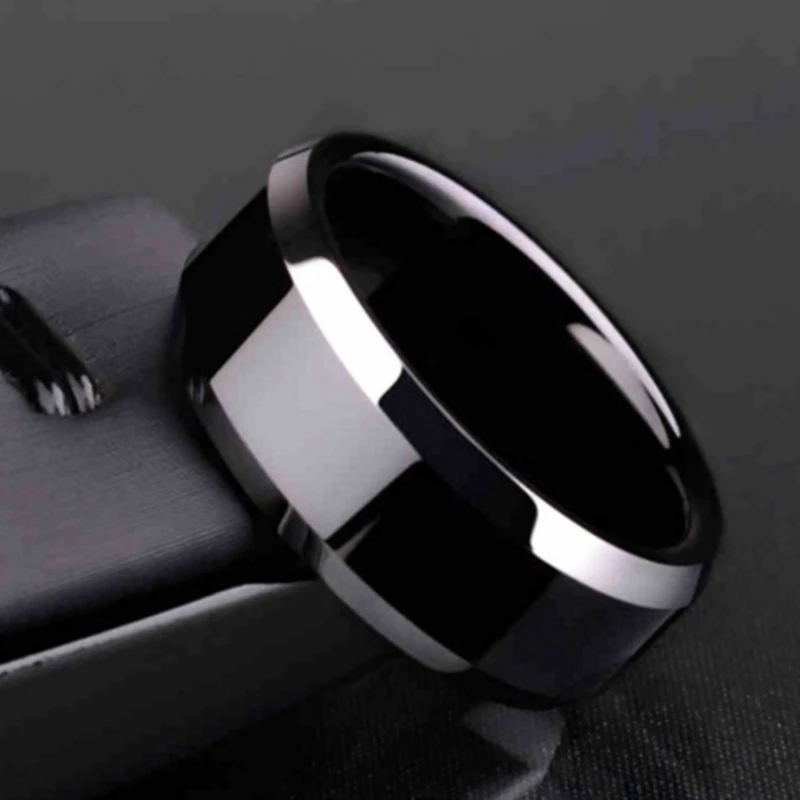 

Fashion Ring Men Titanium Black Simplicity Individual Stainless Steel Ring 8MM