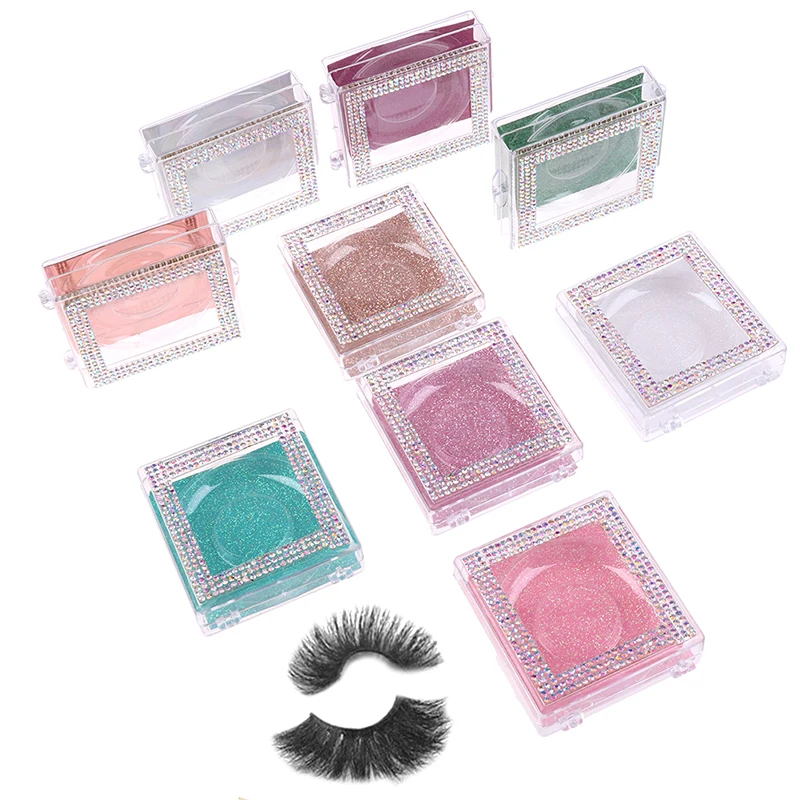 

1pcs Square Diamond False Eyelash Packaging Box Fake 3d Mink Eyelashes Boxes Diamond Case Lashes Empty