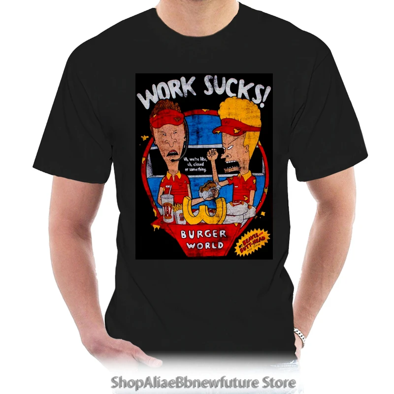 

T Shirt Beavis And Butthead Work Sucks Tee Shirt Grey 4745Y