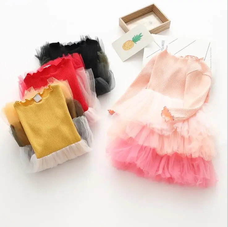 2019 Girls Patchwork Dress Autumn Fashion Cotton Mesh Princess Dresses 2-7t | Детская одежда и обувь