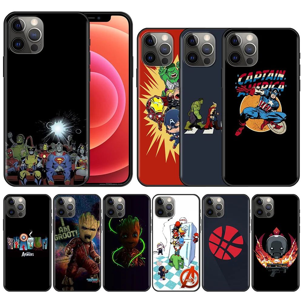 

Phone Case For Apple iPhone 13 12 11 Pro Max Mini X XR XS Max 6 6S 7 8 Plus 5 5S SE(2020) Protective Coque marvel Chibi Hero