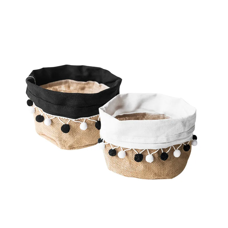 DUNXDECO домашняя офисная корзина для хранения белья из хлопка белого и черного