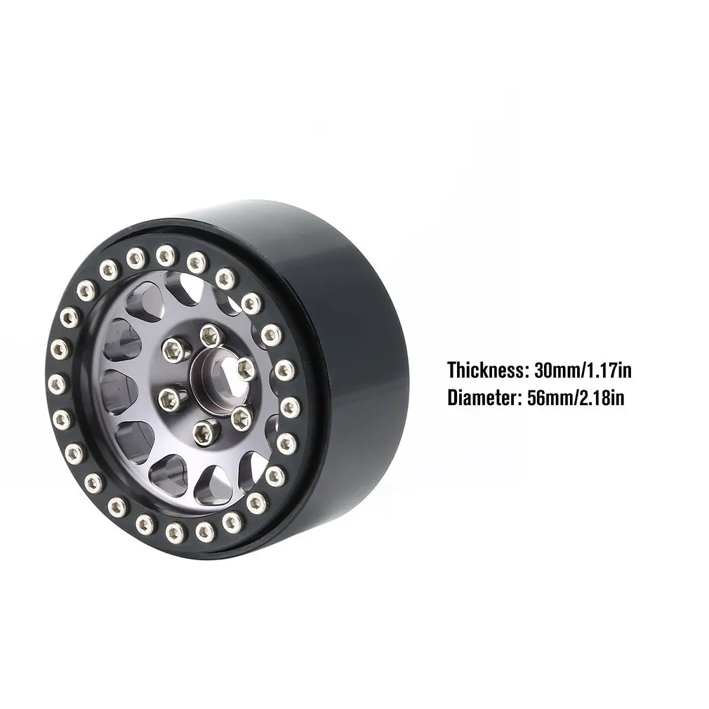 Llanta de rueda con abalorios de Metal 1,9 para coche teledirigido, accesorio de neum&aacute;tico para Crawler Traxxas Hsp Redcat Tamiya Axial Scx10 D90 Hpi, 1:10, 4 Uds.-5