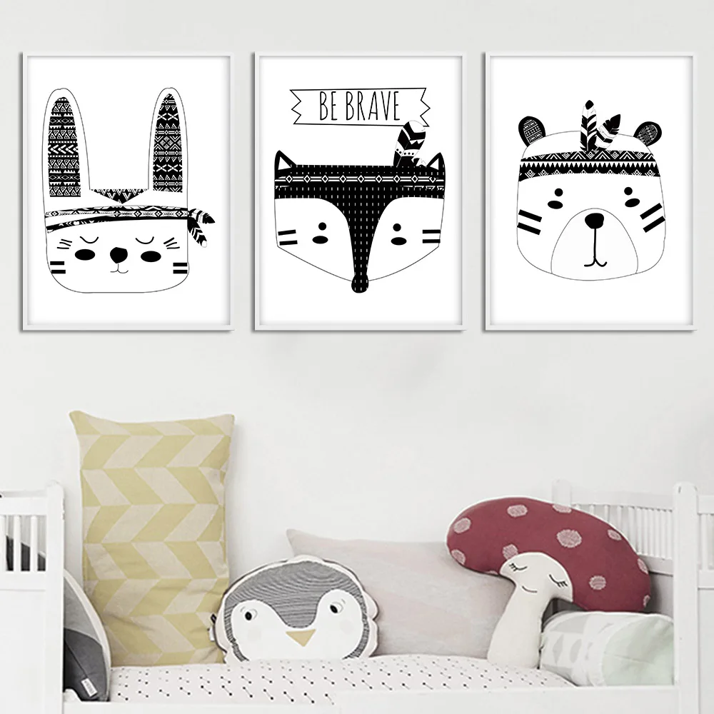 Племени медведь с украшением в виде лисьей головы настенный художественный