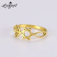 likgreat menorah star of david ring jewish magen judaica hebrew israel faith lamp hanukkah stainless steel finger ring for women