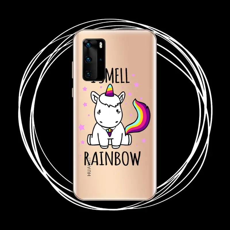 

Cartoon rainbow unicorn animal Phone Case Transparent for Huawei P honor 8 10i 20 30 40 smart 2019
