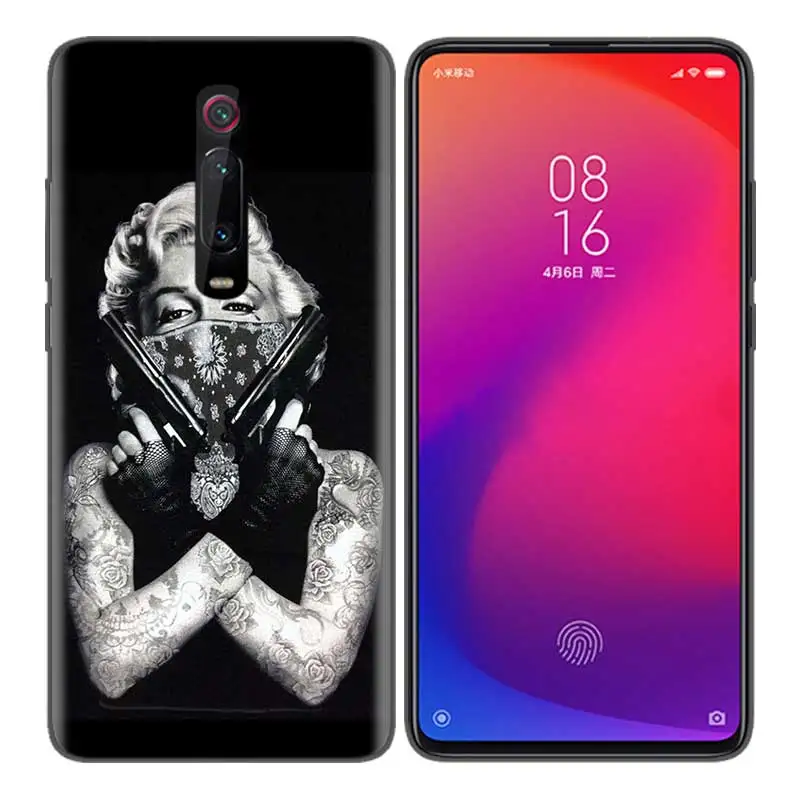 Небесно-голубой Черный мягкий силиконовый чехол-сумка для Xiaomi mi 9T CC9 Red mi 4 4X5 6 6A 7 7A Note Plus K20 Pro F1 Tampa Fall Marilyn Monroe t - Цвет: Небесно-голубой