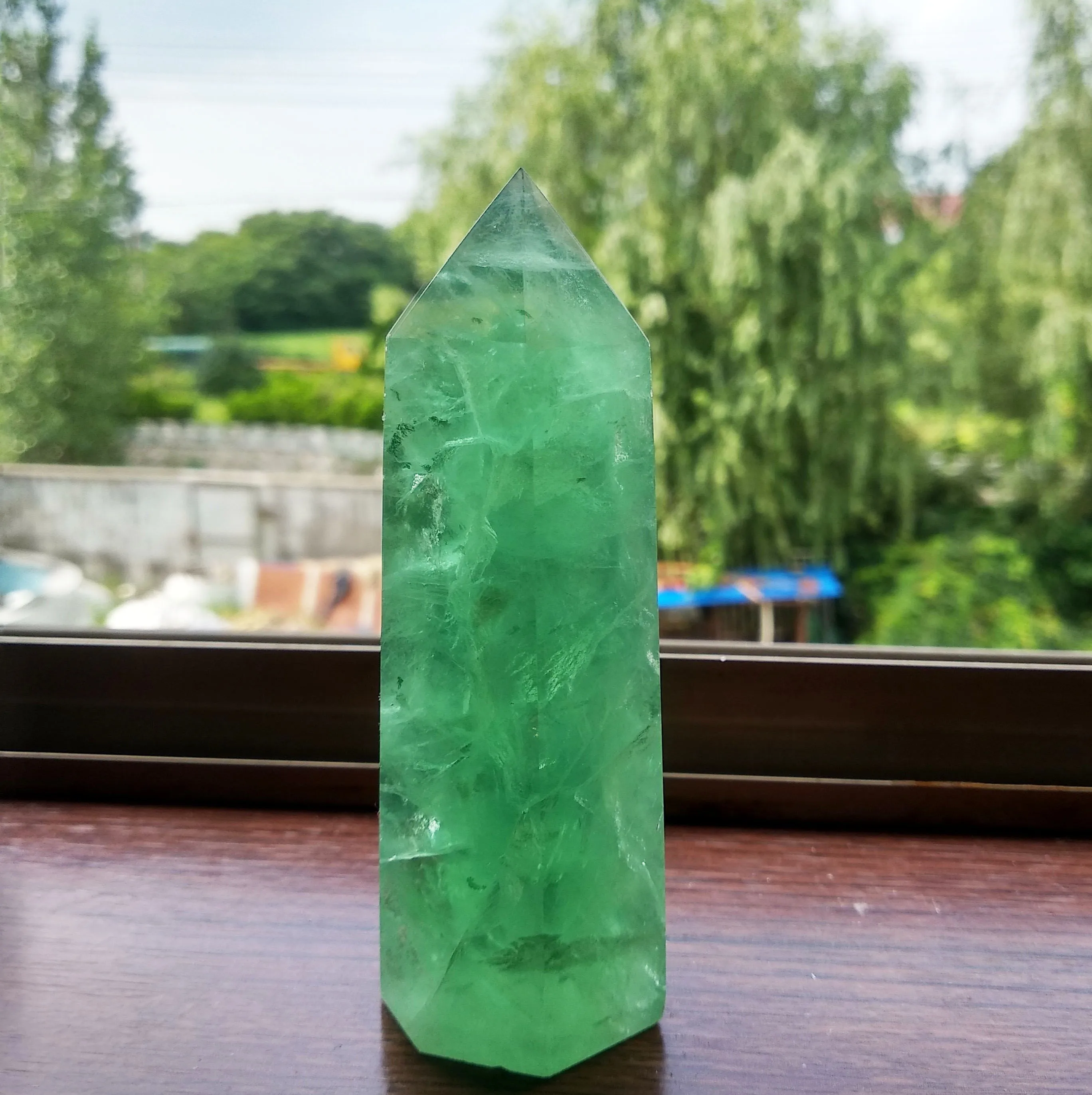 

Natural Green Fluorite Point Healing crystal Stone Obelisk For Home Decoration