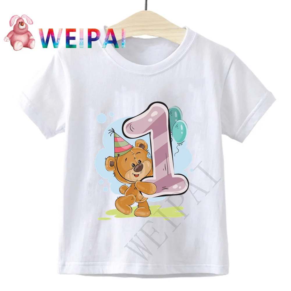 Детские футболки с рисунком цифр 1 для дня рождения забавная футболка мальчиков и