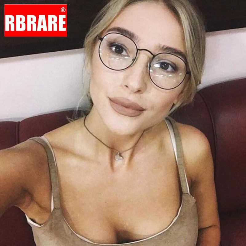 

RBRARE Retro Round Glasses Women Vintage Alloy Glasses Frame Women Luxury Mirror Eyeglasses for Women/Men Circle Glasses Eyewear