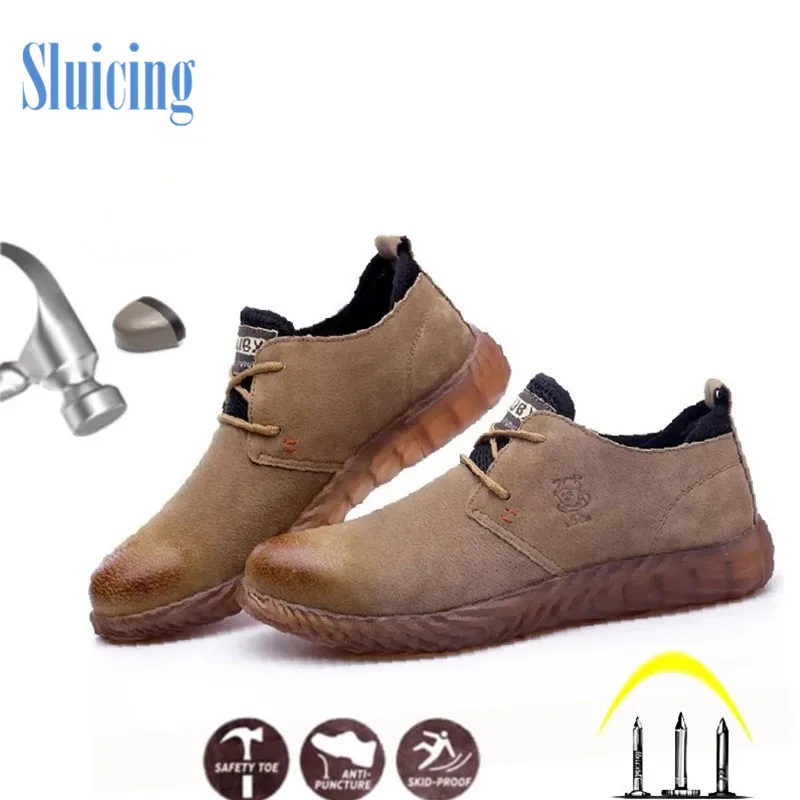 Мужские дышащие защитные ботинки со стальным носком большие размеры | Обувь