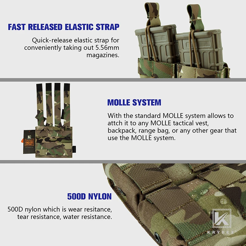 Подсумок для журналов KRYDEX модульный с открытым верхом двойной 5 56. 223 переноска MOLLE