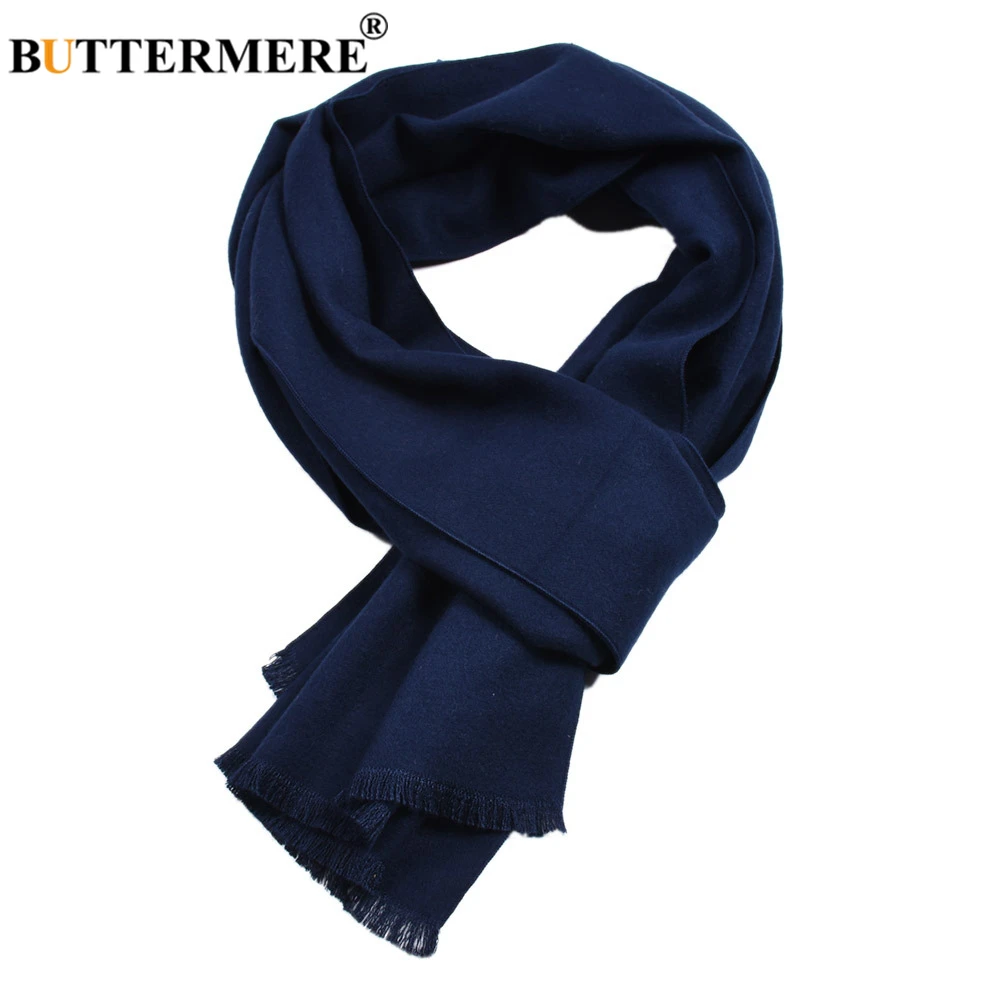BUTTERMERE Winter Red Men Scarf Solid Cashmere Scarves Tassel British Style for 30cm*180cm |