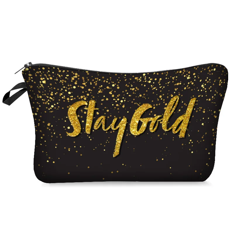 Косметичка 2019 сумка Органайзер золотые буквы 3D печать косметичка модная женская