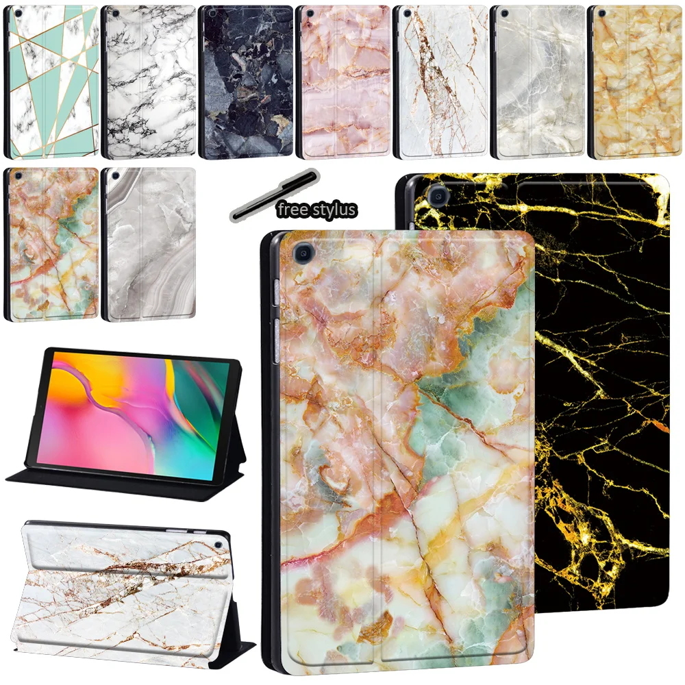 

PU Leather Stand Cover for Samsung Galaxy Tab A 8.0" 9.7" 10.1" 10.5" Marble Tablet Case for Tab E 9.6"/S5e 10.5"/S6 Lite 10.4"