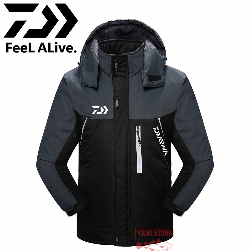 

Рыболовная куртка Daiwa, мужская зимняя куртка с бархатной подкладкой, дышащая уличная спортивная теплая куртка, водонепроницаемая куртка дл...