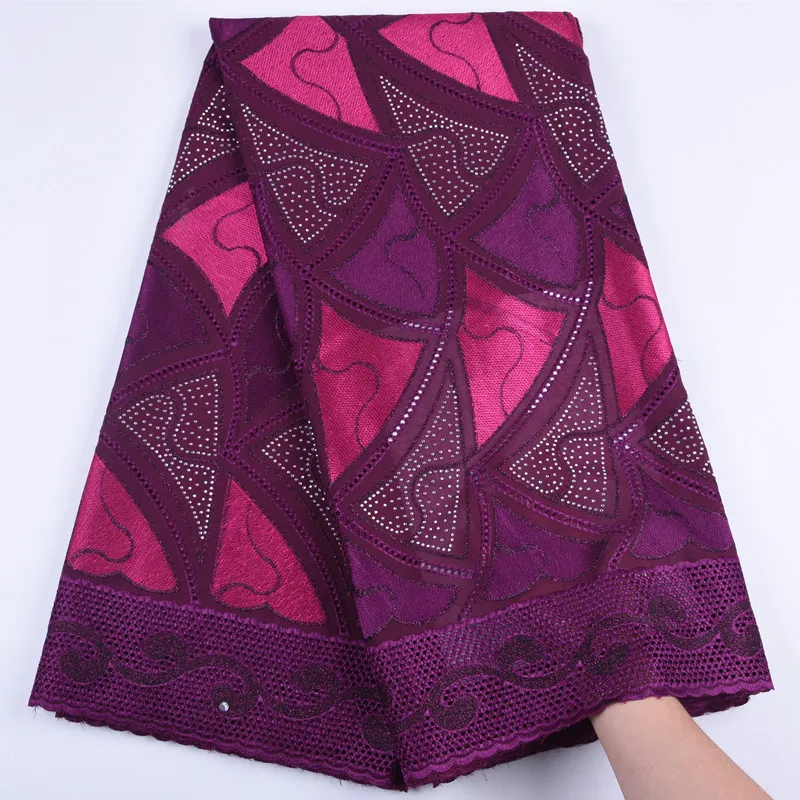Latest African 100% Cotton Lace Fabric Nigerian Swiss Voile Switzerland With Stones For Every Party Dress 5 Yards 1718 | Дом и сад