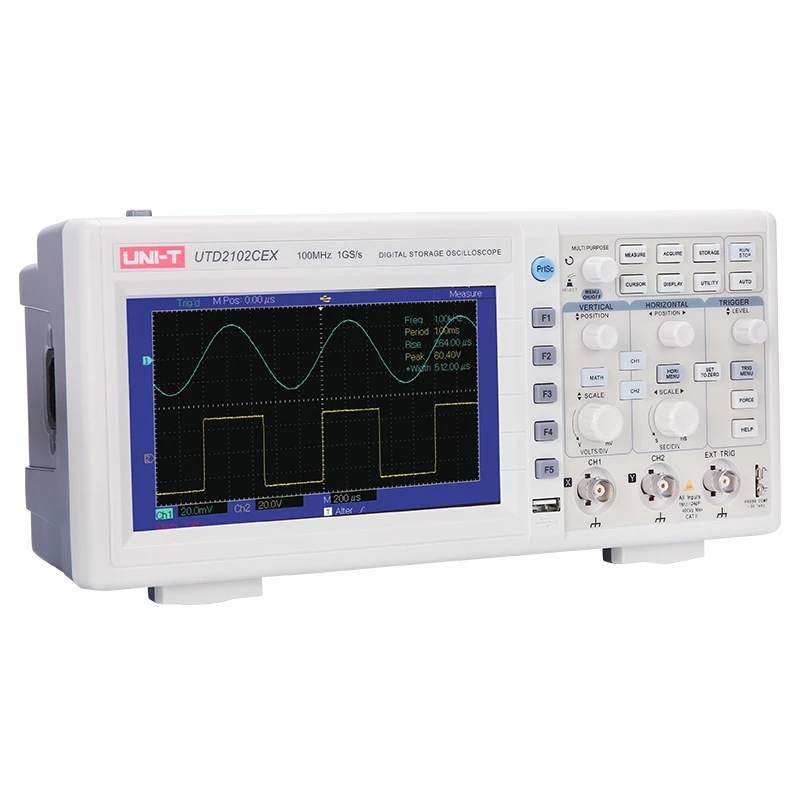 

UNI-T UTD2102CEX Digital Oscilloscope 100MHz Bandwidth with USB OTG Interface 2 Channels Storage Portable Oscilloscope