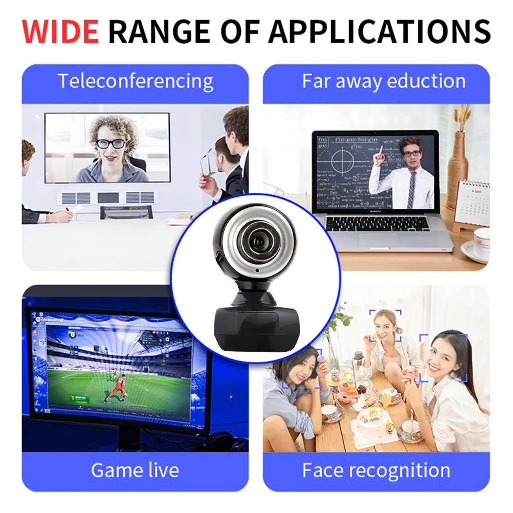 

480p HD USB 2.0 5 Mega Camera Webcam 360 Degree Rotatable Web Cam With Mic Video Recording Computer WebcamHome Office