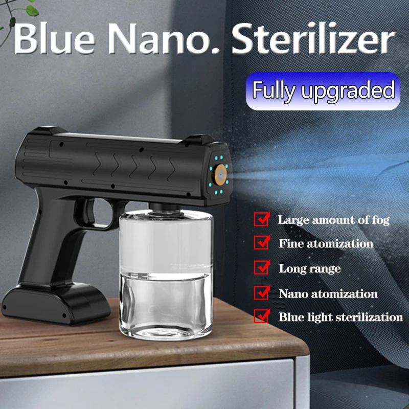 

500ml Wireless Blue Light Nano Spray Gun With USB Rechargeable Steam Atomizer Spray Gun Handheld Portable Disinfection Sprayer