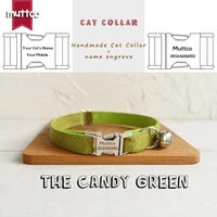 muttco retailing self design engraved metal buckle cat collar the candy green yellowish green poly satin and nylon 2 size ucc030