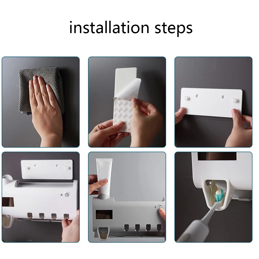 Automatic Toothpaste Dispenser LED Ultraviolet Toothbrush Sterilizer With Infrared Induction Solar Charging Bathroom Set Newest