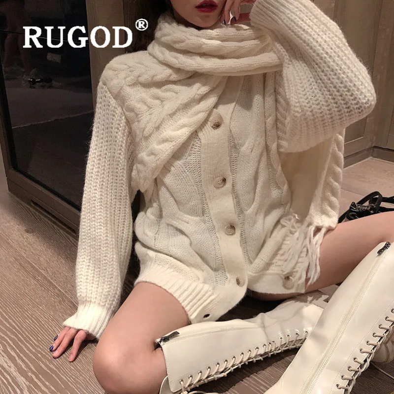 RUGOD Elegant Long Cardigan Twist Pattern Sweater Womens Sweaters 2019 Winter Tops For Women Knitwear Fashion Kpop Clothes |