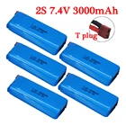 Радиоуправляемая игрушечная Автомобильная батарея 7,4 в 3000 мАч Lipo батарея 2S для Wltoys 144001 124018 124019 Радиоуправляемая машина RC грузовики Дрон запасные части Аксессуары