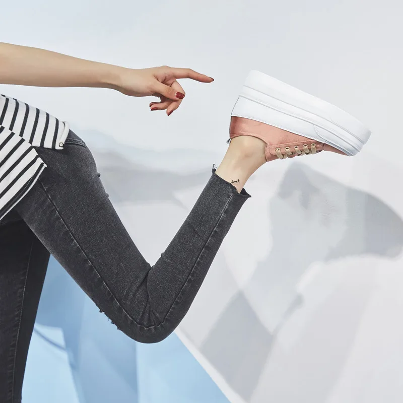 Женские кроссовки на толстой подошве Белые Повседневные Дышащие Мягкие