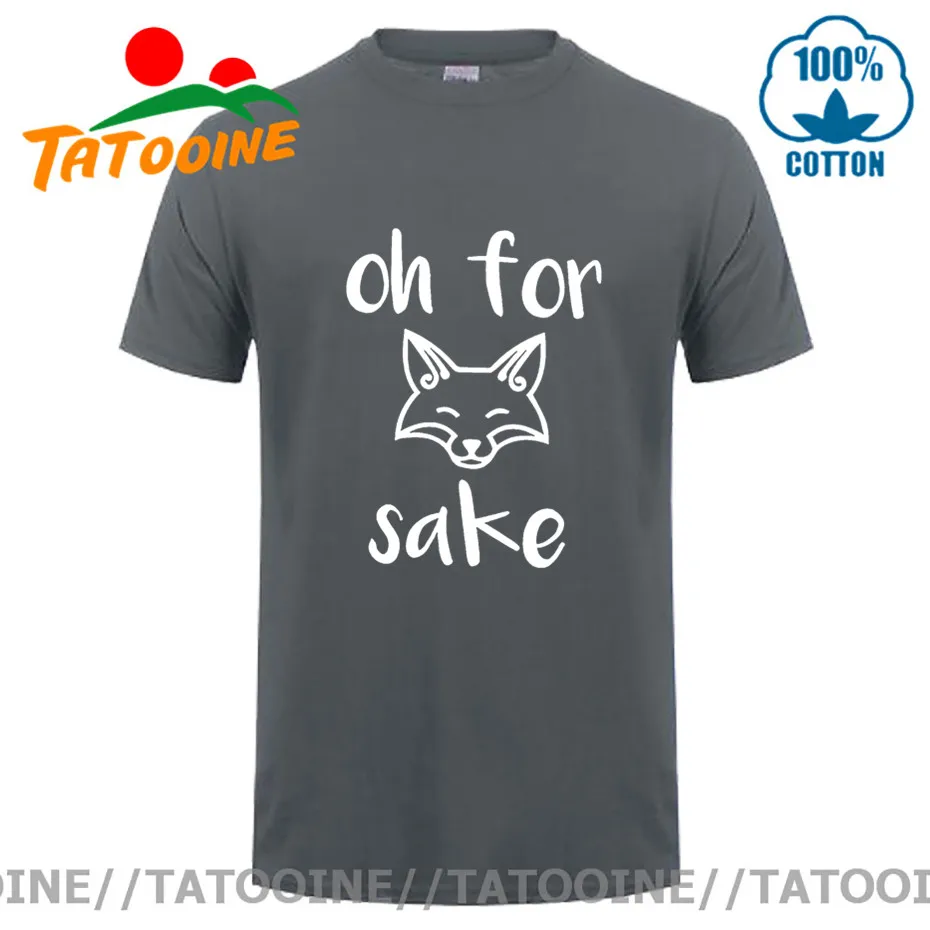 2020 Новая мода Oh for sake мультфильм лиса печатных футболки для мужчин милый