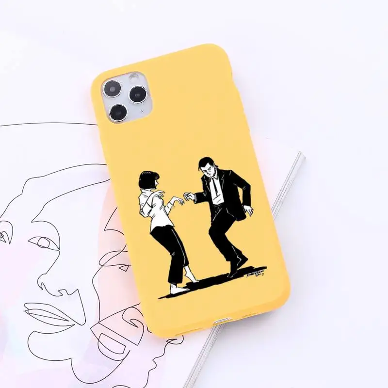

Pulp Fiction Movie Cartoon Phone Case Candy Color for iPhone 6 7 8 11 12 s mini pro X XS XR MAX Plus