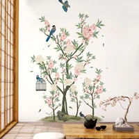 romantic apricot flower wall sticker for living rooms apricot tree birds wall decal bedroom sofa decoration wall art