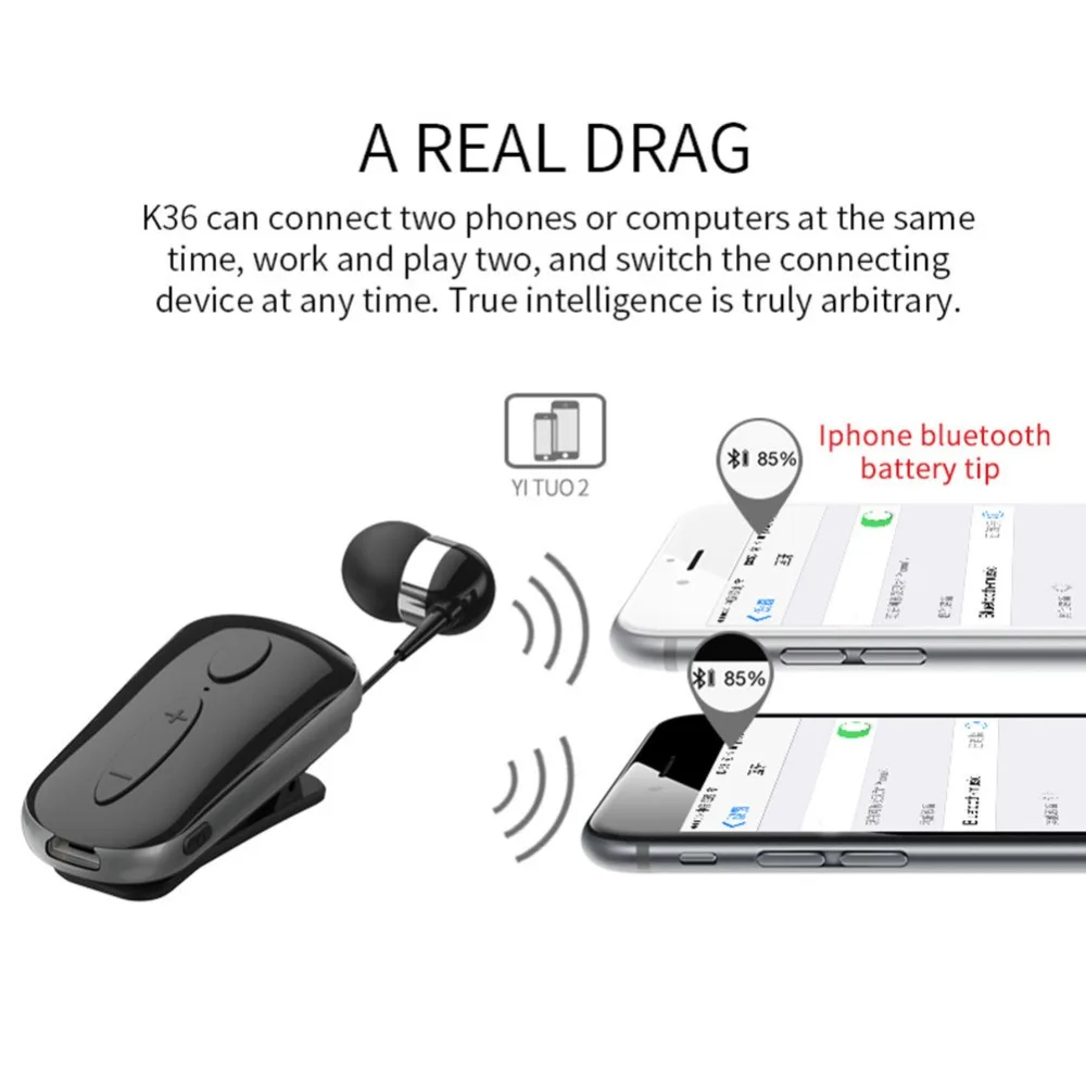 ECos стерео Беспроводная гарнитура Bluetooth звонки напоминают вибрацию износ клип драйвер Auriculares наушники для телефона