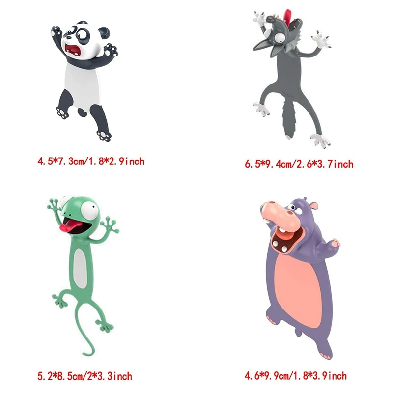 

4PCS 3D Cartoon Animal Bookmark Novelty Cute Funny Wacky Bookmark Book Friend Bookmark for Kids Students Stationery